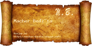 Macher Beáta névjegykártya